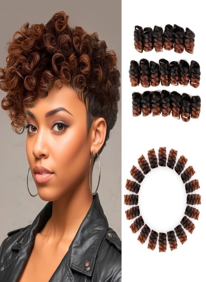 BECUS Crochet Hair for Black Women 3 Packs 10 Inch Jamaican Curly Crochet Braids Tapered Cut Black and Blonde Short Curly Hair Extension Jumpy Wand Extensions(3*Packs 10'' #1B/30 16MM) - Image 1